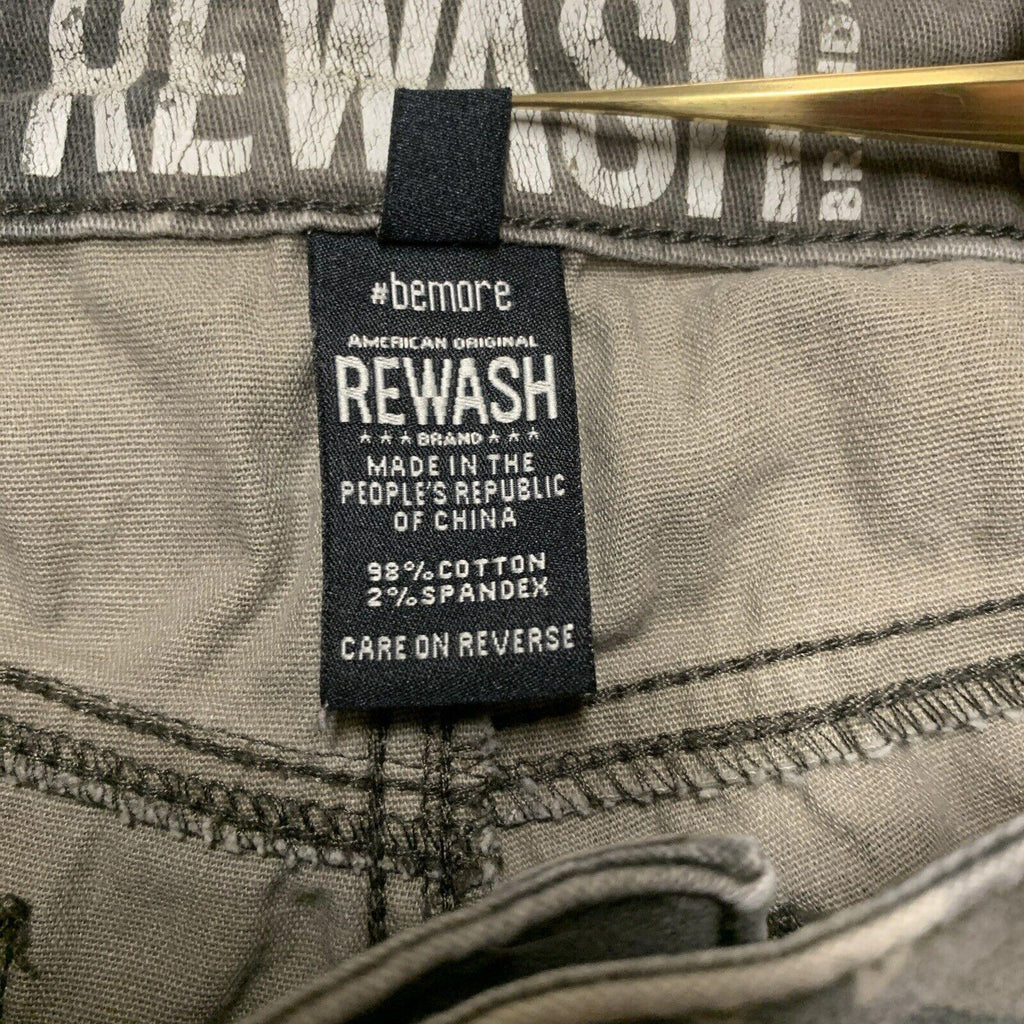 Pantalones rectos con estampado de camuflaje verde oliva para niños de la marca Rewash, talla 7/28