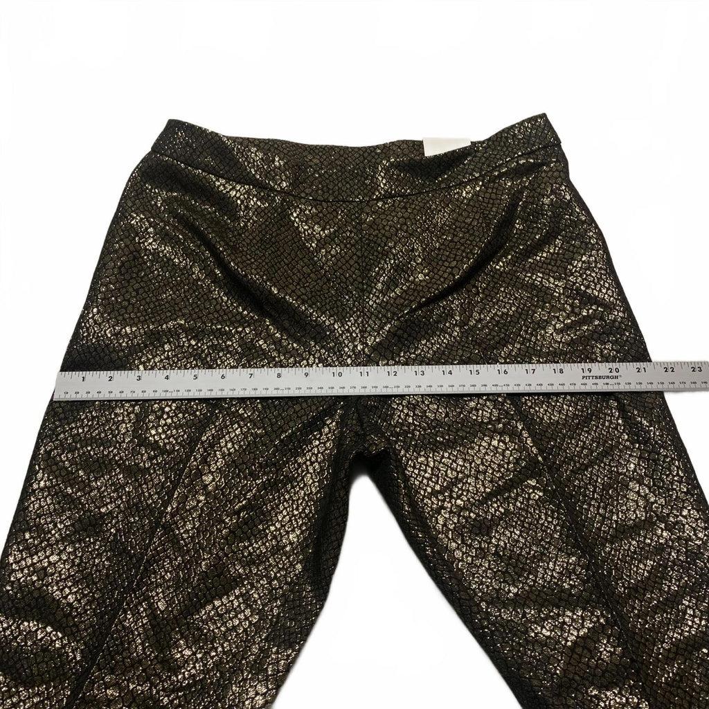 Pantalones Anne Klein para mujer, talla 8, con estampado de piel de serpiente en negro y dorado metalizado