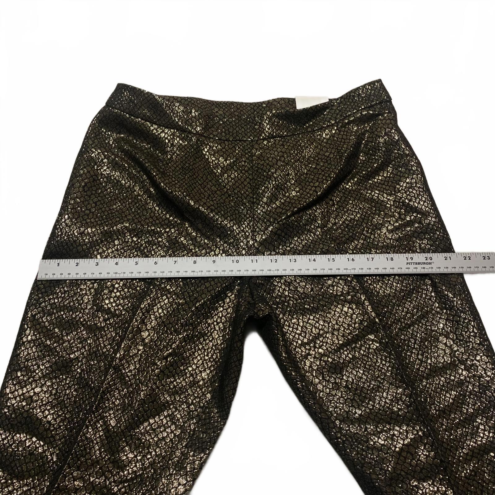 Pantalones Anne Klein para mujer, talla 8, con estampado de piel de serpiente en negro y dorado metalizado