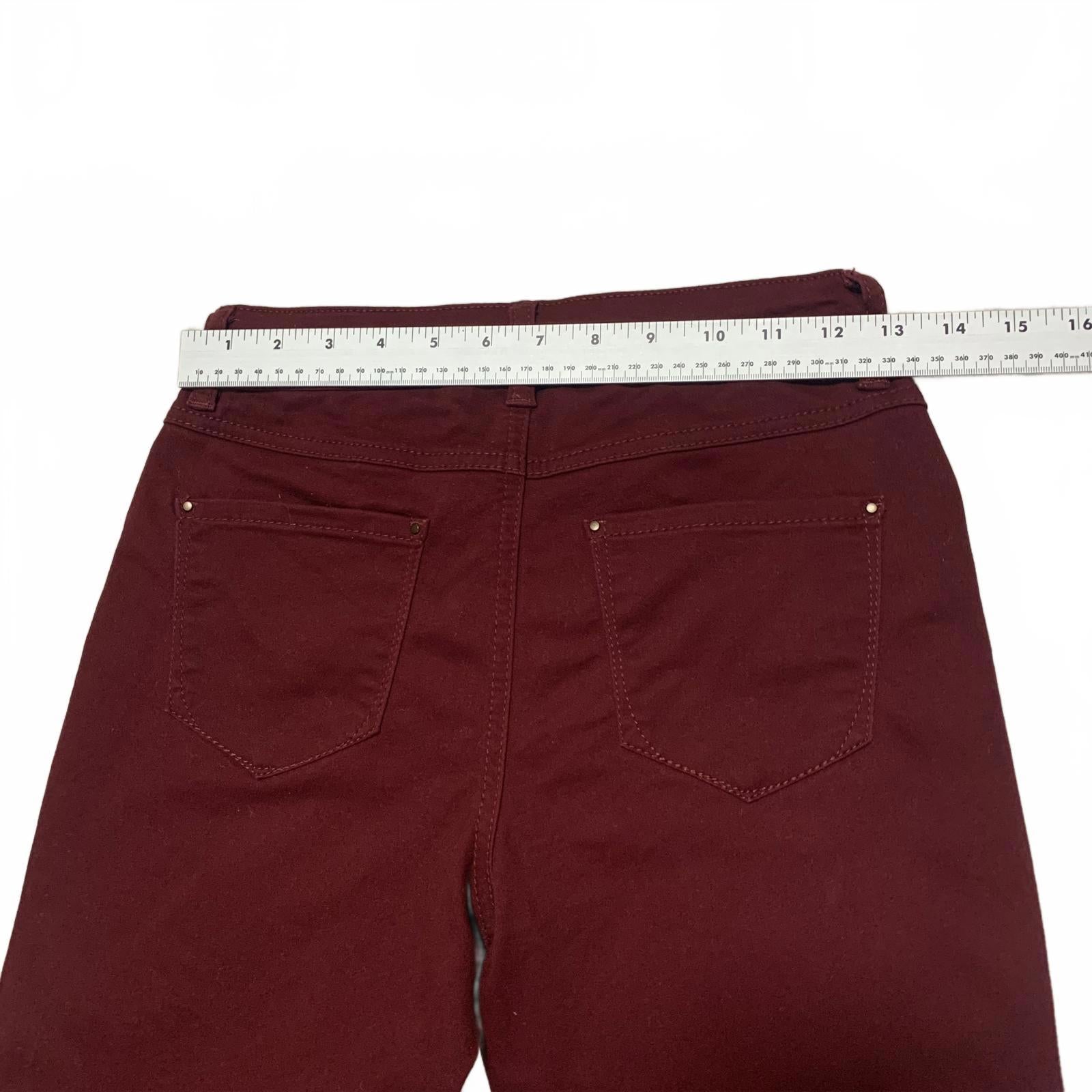 Vaqueros Blue Spice para mujer, talla 1, corte junior, elásticos, ajustados, burdeos, ancho 26 x 29,5 L