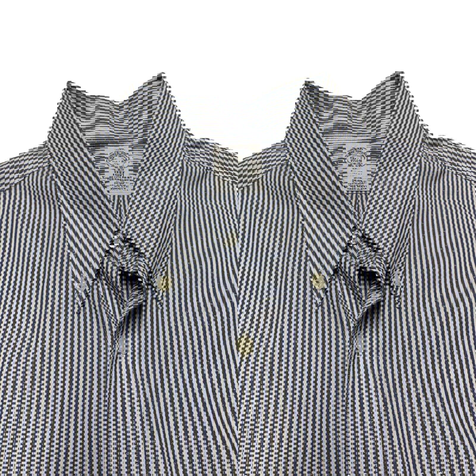 Camisa Brooks Brothers Regent para hombre, tallas 16 1/2 - 34, manga larga, rayas azules, sin planchado