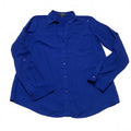 Blusa de manga larga abotonada azul rey mediano para mujer, talla limitada