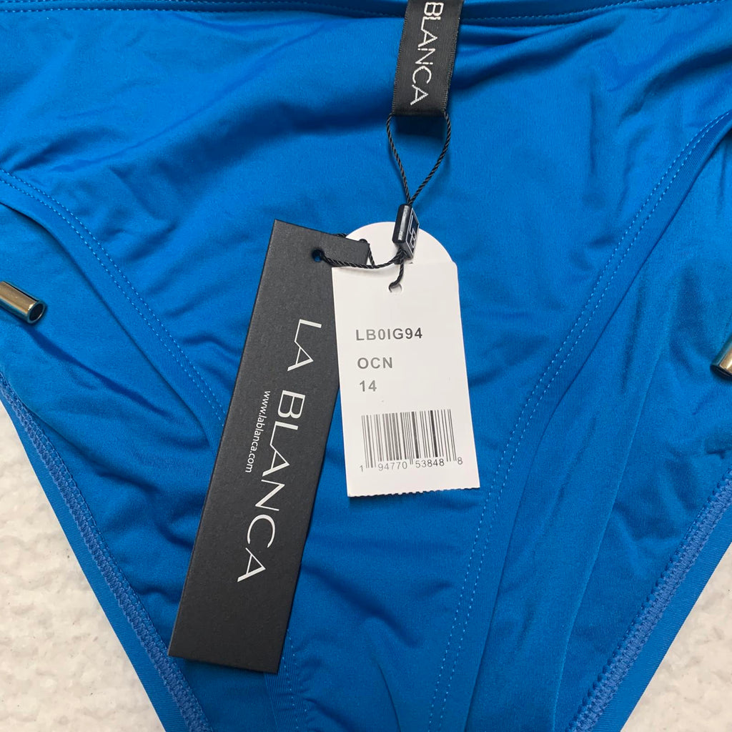 La Blanca - Bañador ajustable para mujer, talla 14, UPF 50+, color azul turquesa