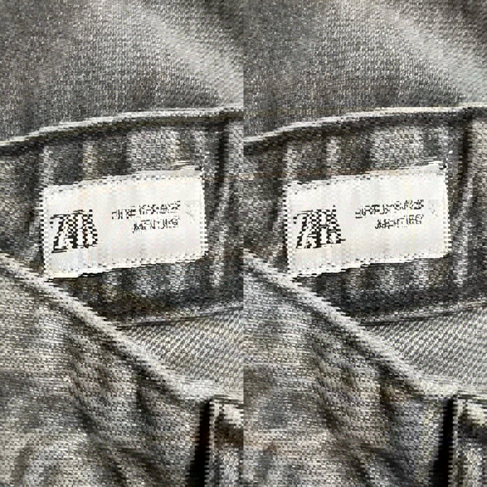 Vaqueros Zara para mujer, talla 6, denim gris, corte cropped con bordes deshilachados