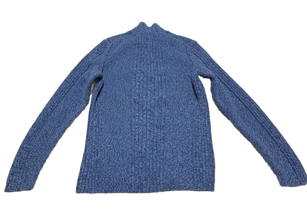 Suéter Express para mujer, cuello alto pequeño, punto trenzado acanalado, azul jaspeado