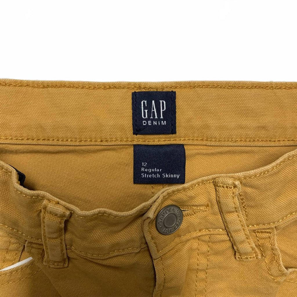 Vaqueros ajustados elásticos amarillos GAP Denim para niños, talla 12 R, 25 x 26