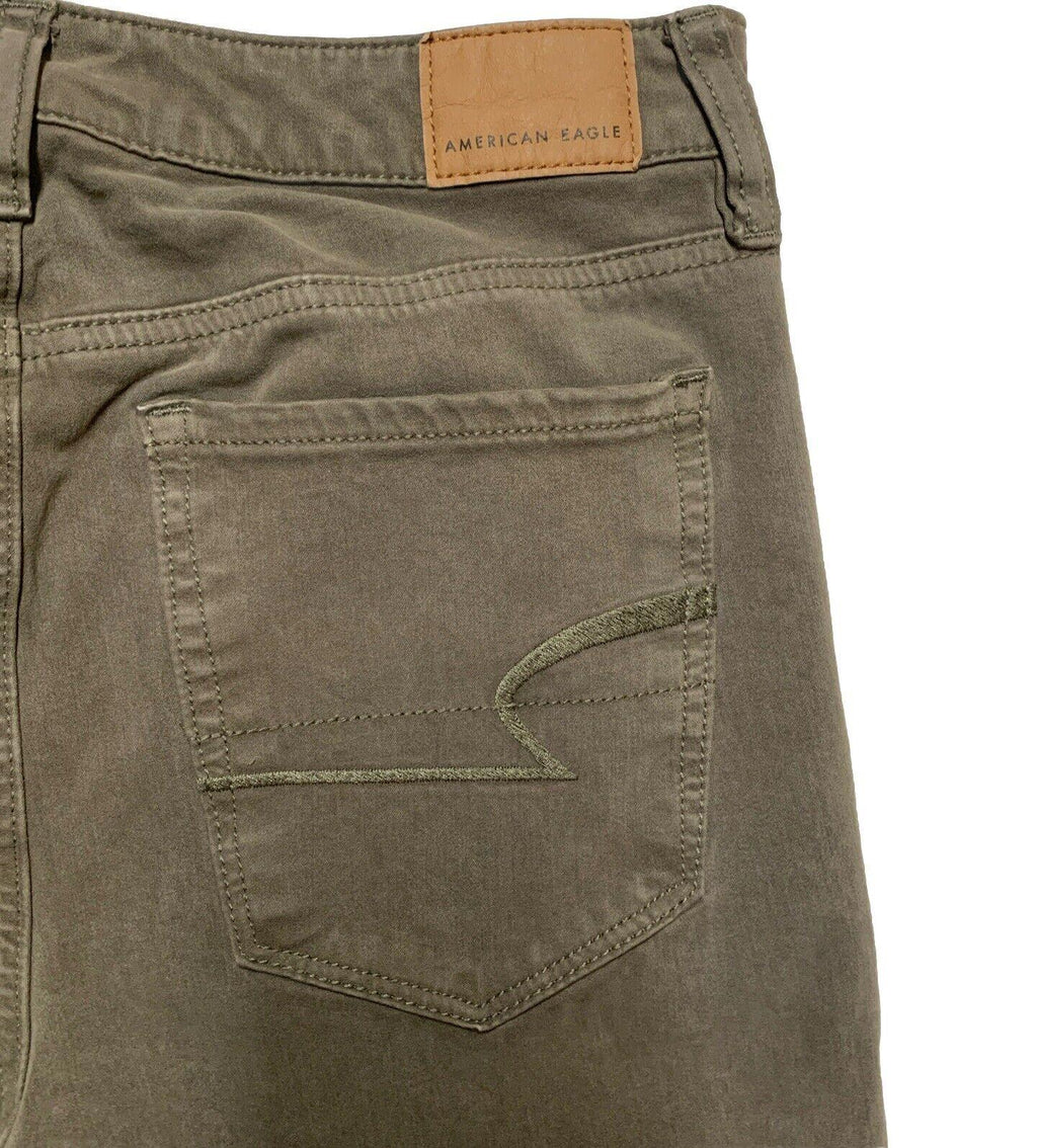 Jeggings elásticos de tiro alto superalto de American Eagle para mujer, talla 2 regular, color verde grisáceo
