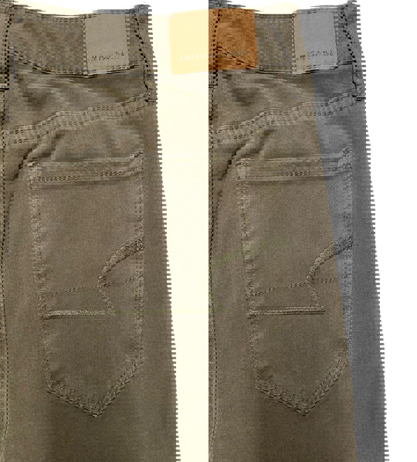 Jeggings elásticos de tiro alto superalto de American Eagle para mujer, talla 2 regular, color verde grisáceo