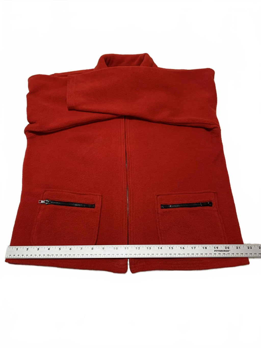 Chaqueta polar roja con cremallera y bolsillos, talla pequeña, para mujer, de la colección Willi Smith
