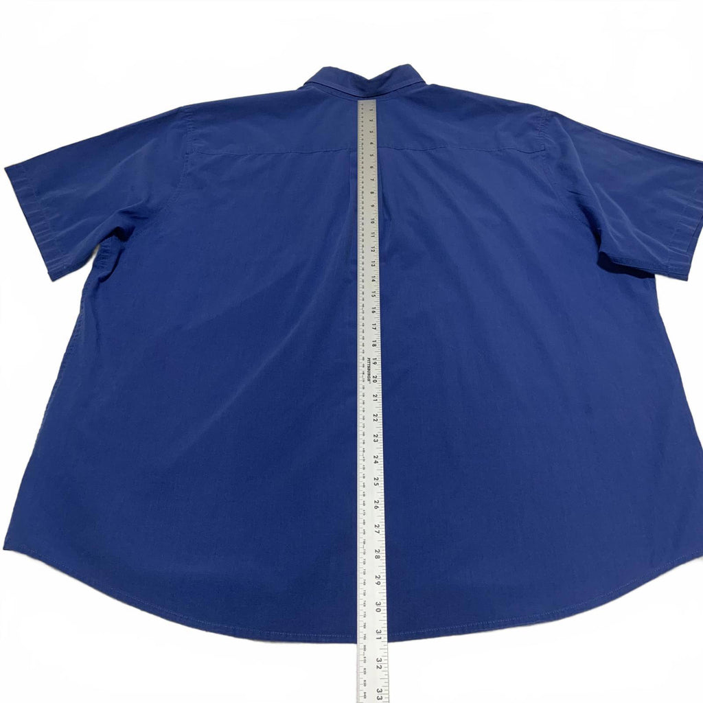 Camisa de manga corta azul con botones, edición básica, talla 2XL para hombre