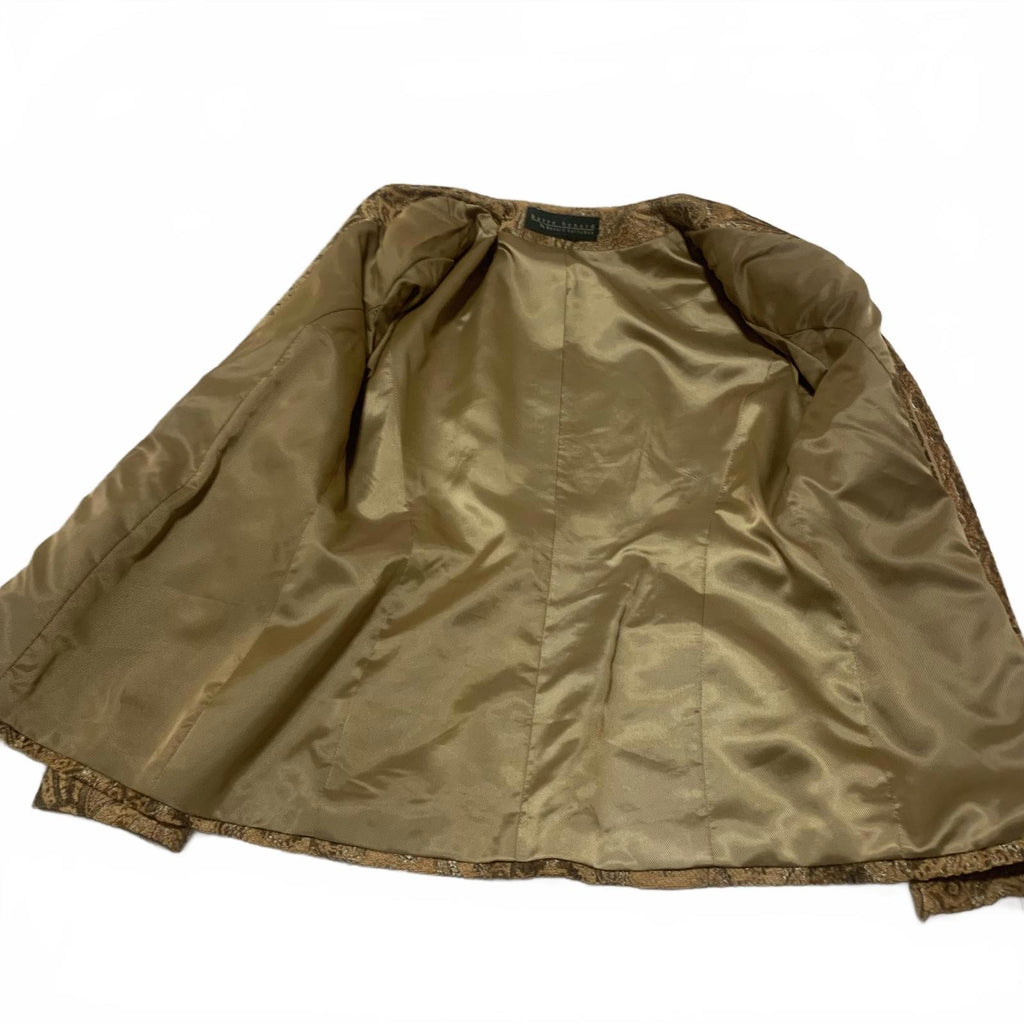 Chaqueta acolchada con cremallera Harvé Benard para mujer, talla M/L, estampado de cachemira dorado mostaza