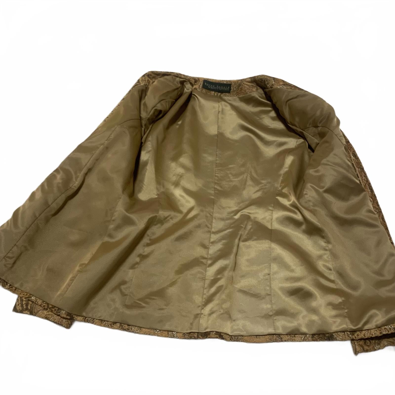 Chaqueta acolchada con cremallera Harvé Benard para mujer, talla M/L, estampado de cachemira dorado mostaza