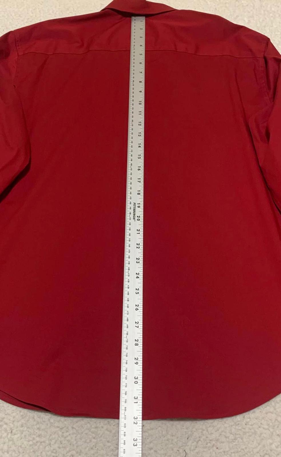 Camisa de vestir Alfani para hombre, de manga larga, color rojo, con botones, mezcla de algodón, talla L 16-16 1/2