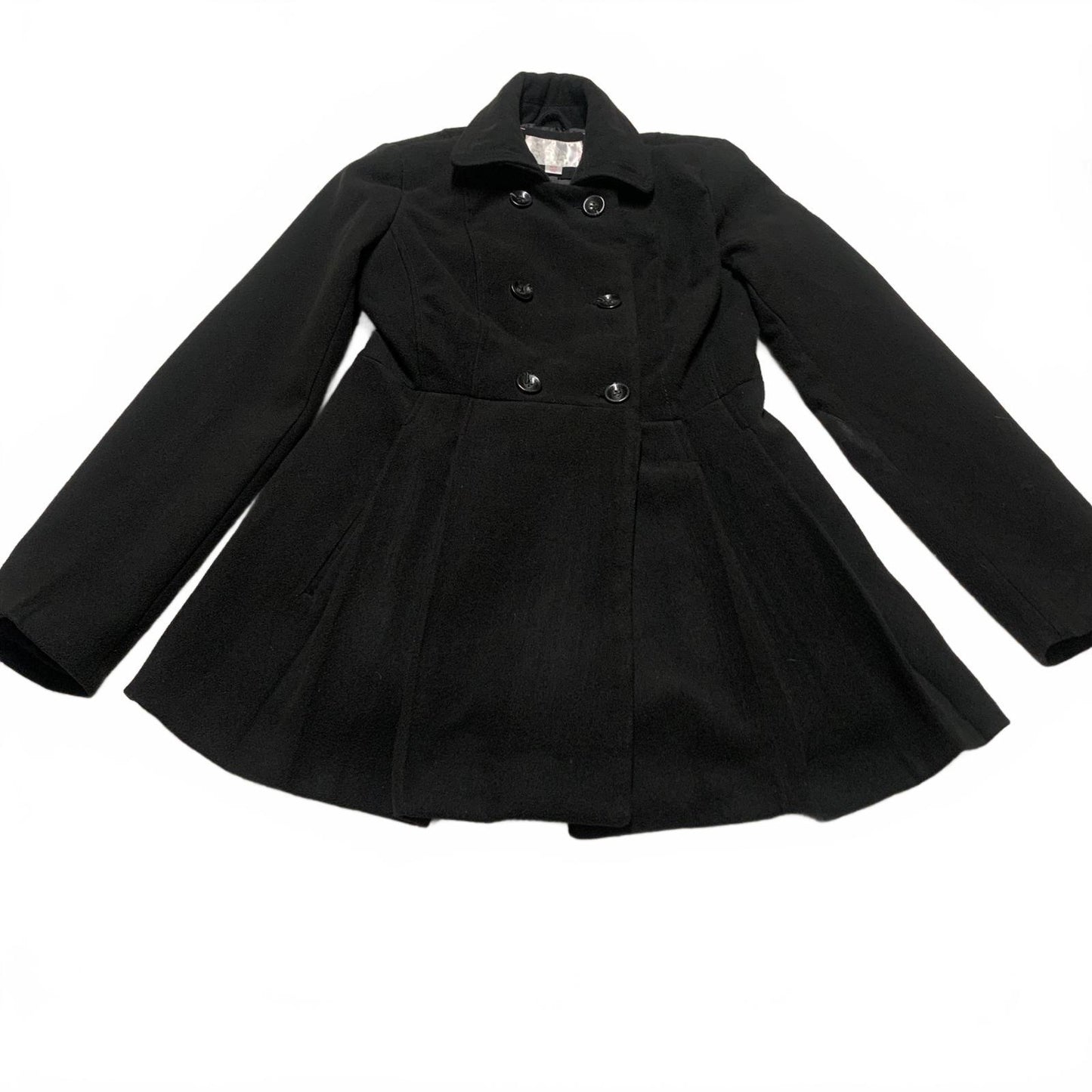 Xhiliration Women’s Size Medium Black Double-Breasted Peacoat