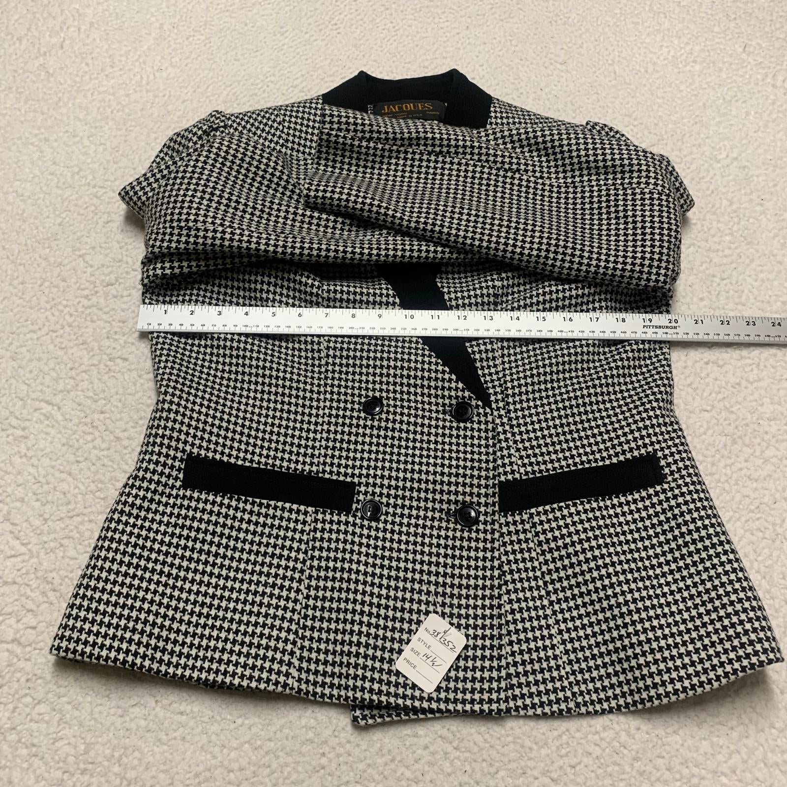 Chaqueta blazer de carrera Jacques New York Paris para mujer, talla 14 1/2, de lana, años 80, EE. UU.