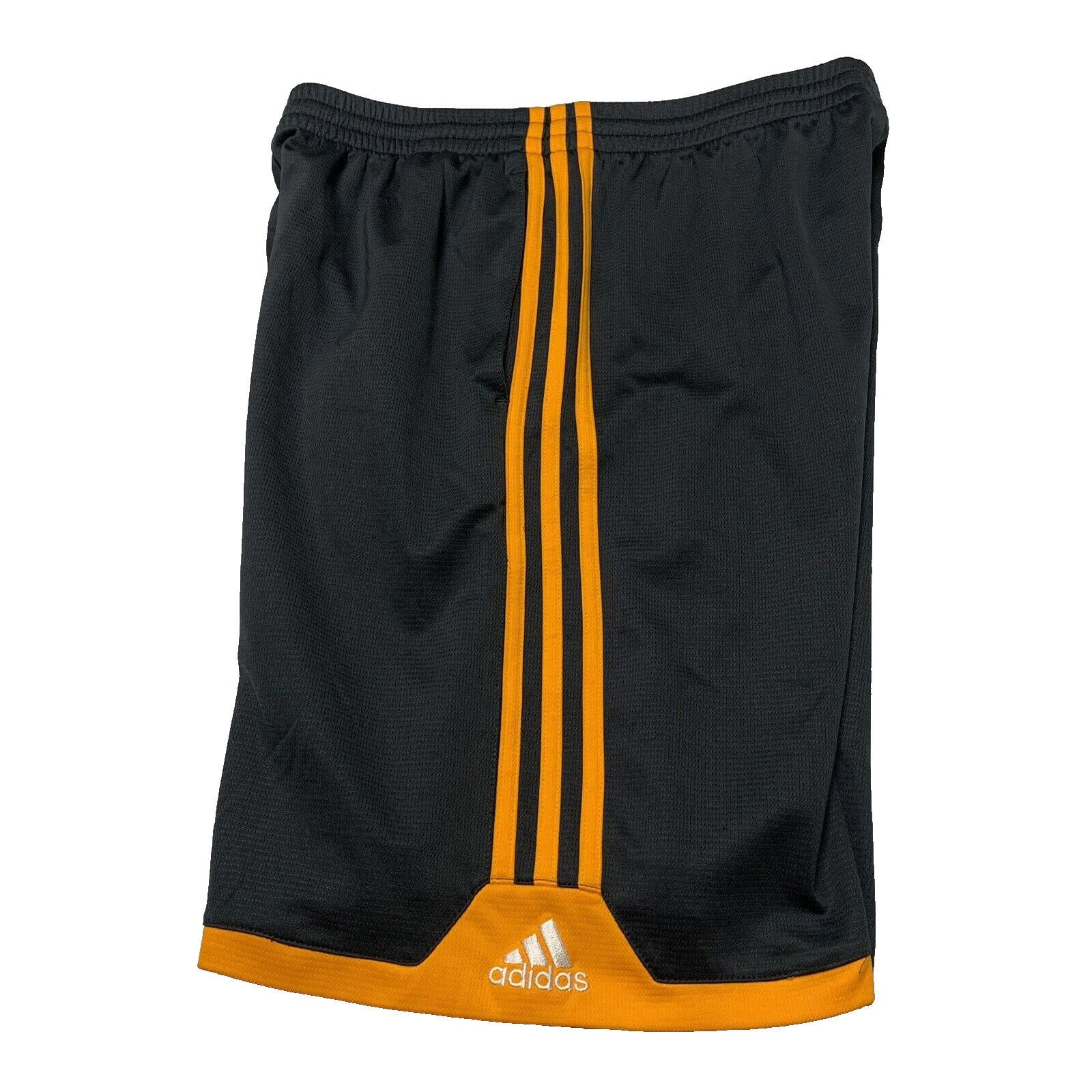 Pantalón corto deportivo Adidas para niño, talla XL 18, color gris oscuro y naranja, con 3 rayas - Baloncesto