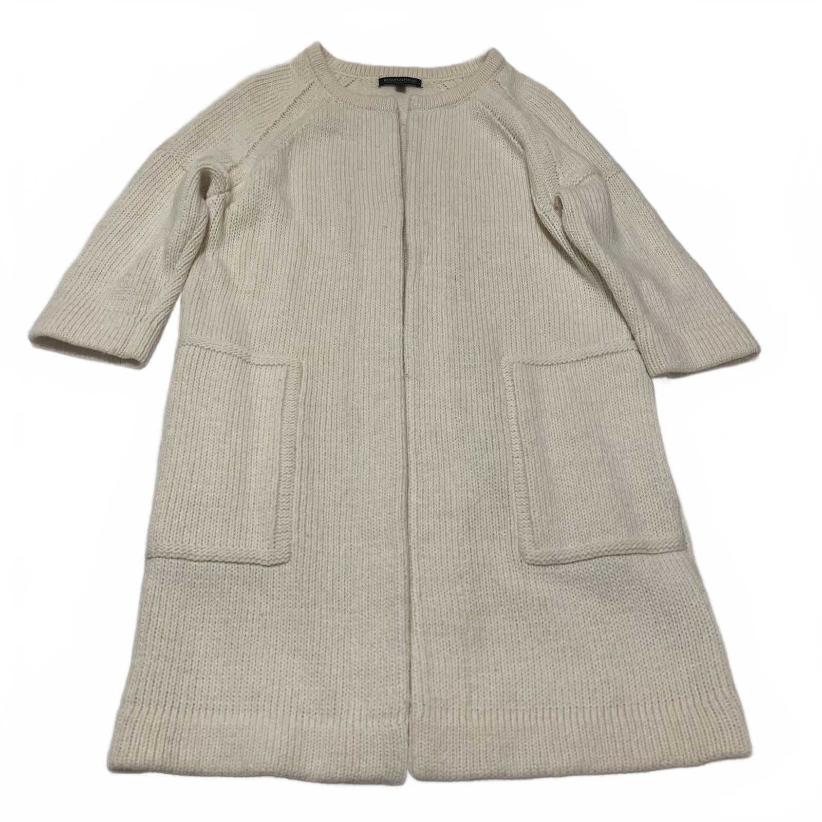 Cárdigan largo de punto de hilo italiano color crema para mujer de Banana Republic, talla L