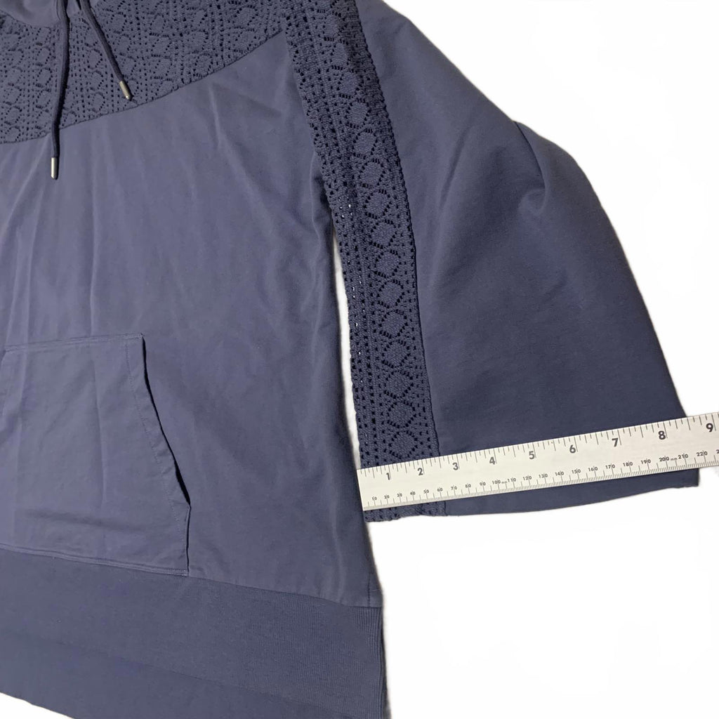 June & Vie Women's Size Large 18-20 Slate Blue Hoodie Sweatshirt Textured Detail