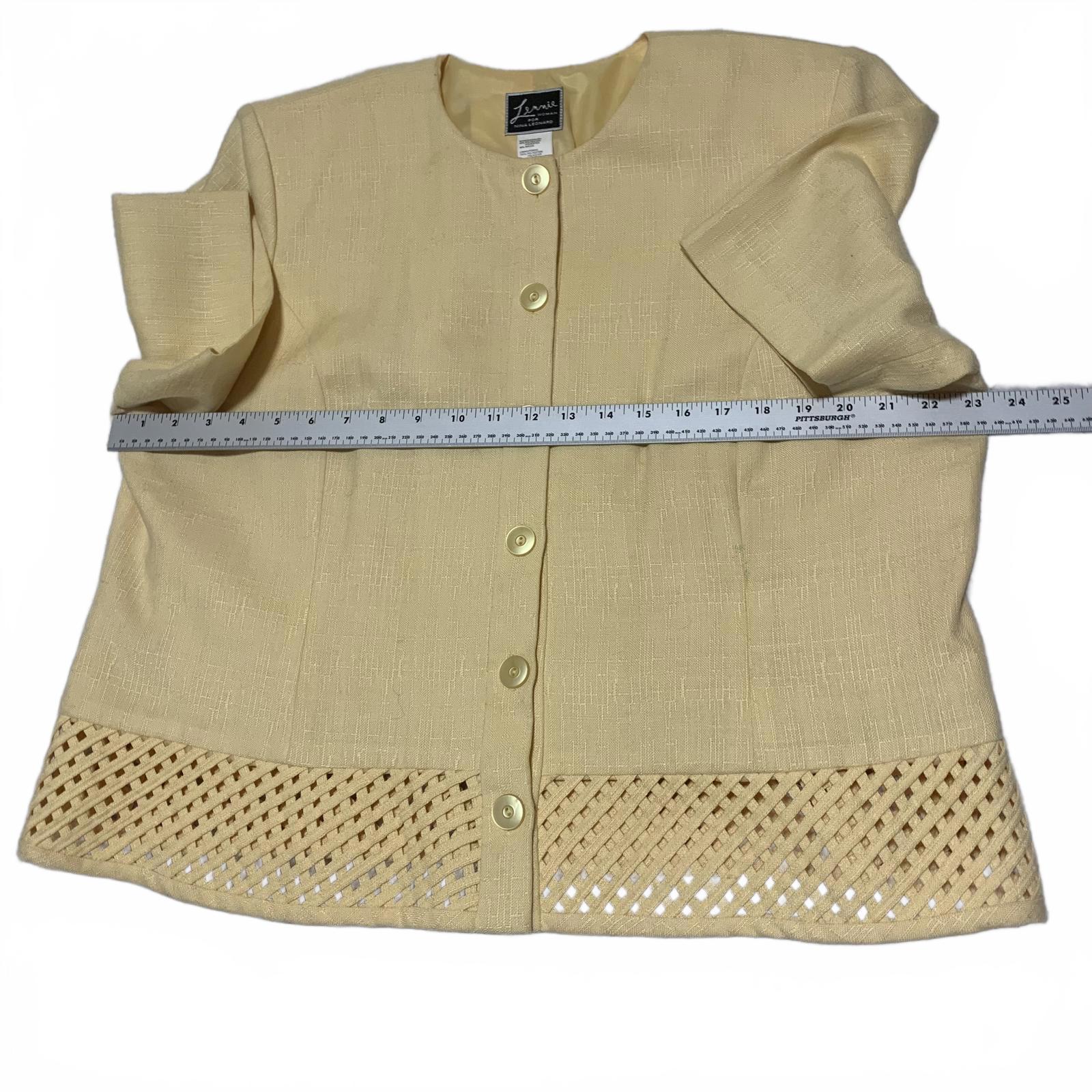 Chaqueta amarilla con botones y diseño enrejado de Lennie Woman para Nina Leonard, talla 16W, para mujer
