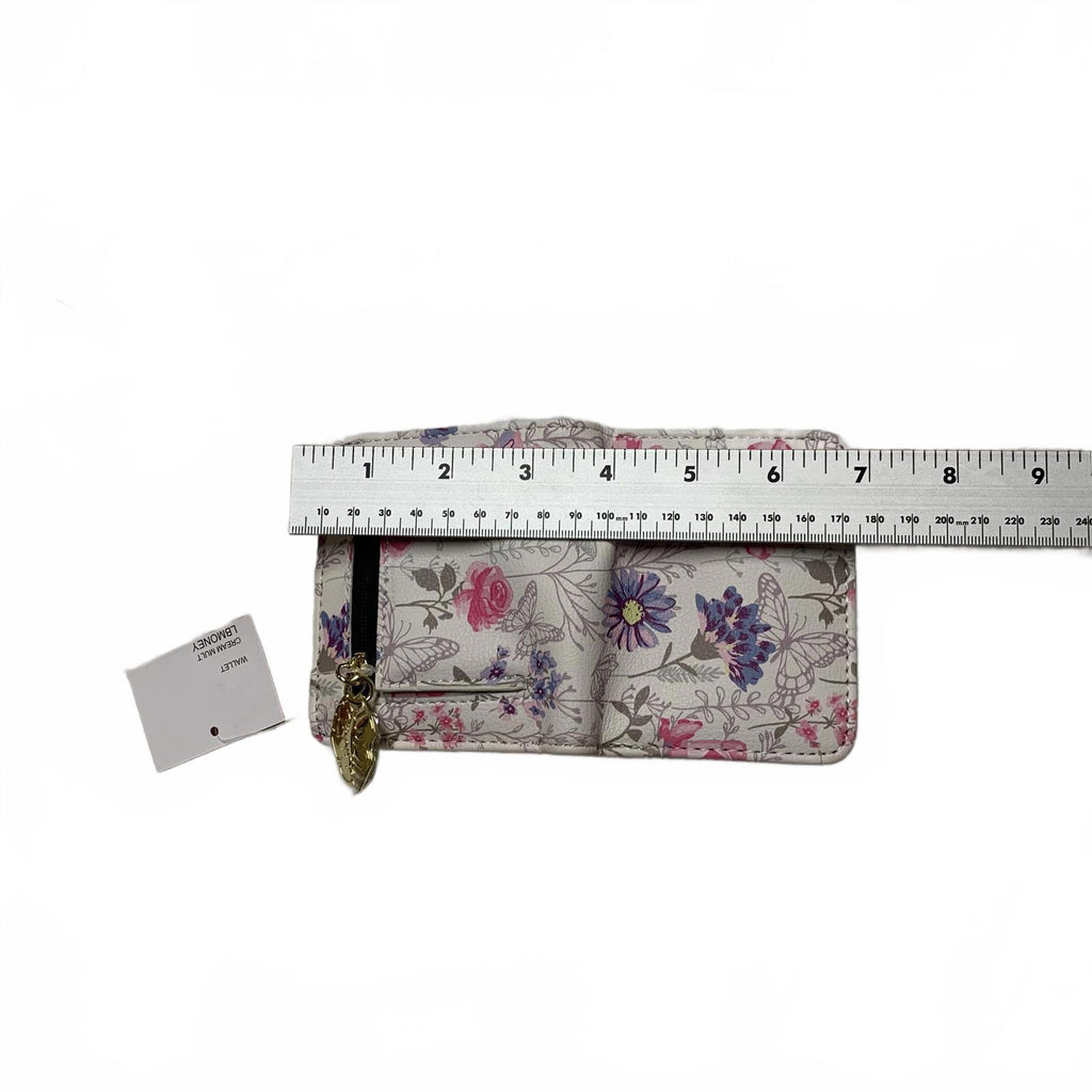 Cartera plegable con broche de 8,5 x 10 cm para niña con estampado floral blanco pastel de LB Money