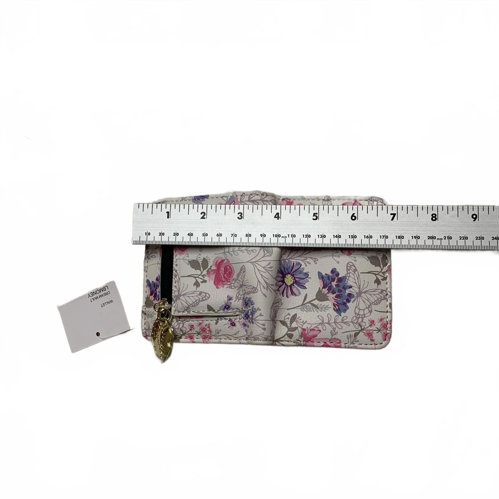 Cartera plegable con broche de 8,5 x 10 cm para niña con estampado floral blanco pastel de LB Money