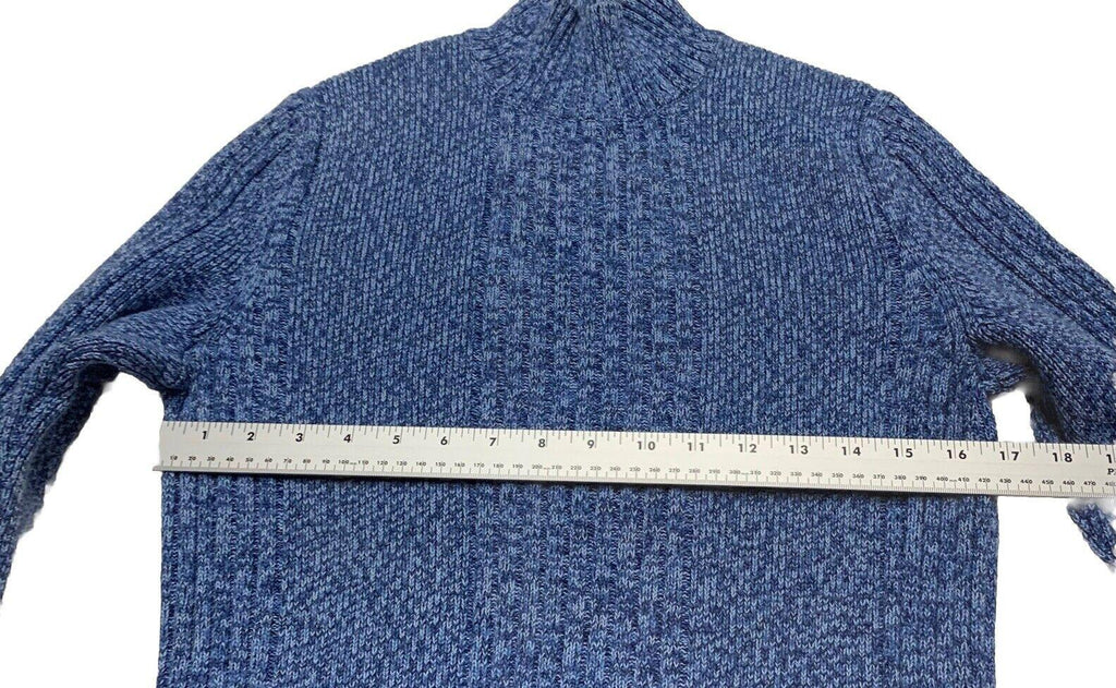 Suéter Express para mujer, cuello alto pequeño, punto trenzado acanalado, azul jaspeado