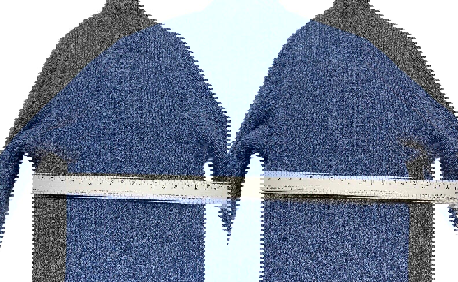 Suéter Express para mujer, cuello alto pequeño, punto trenzado acanalado, azul jaspeado