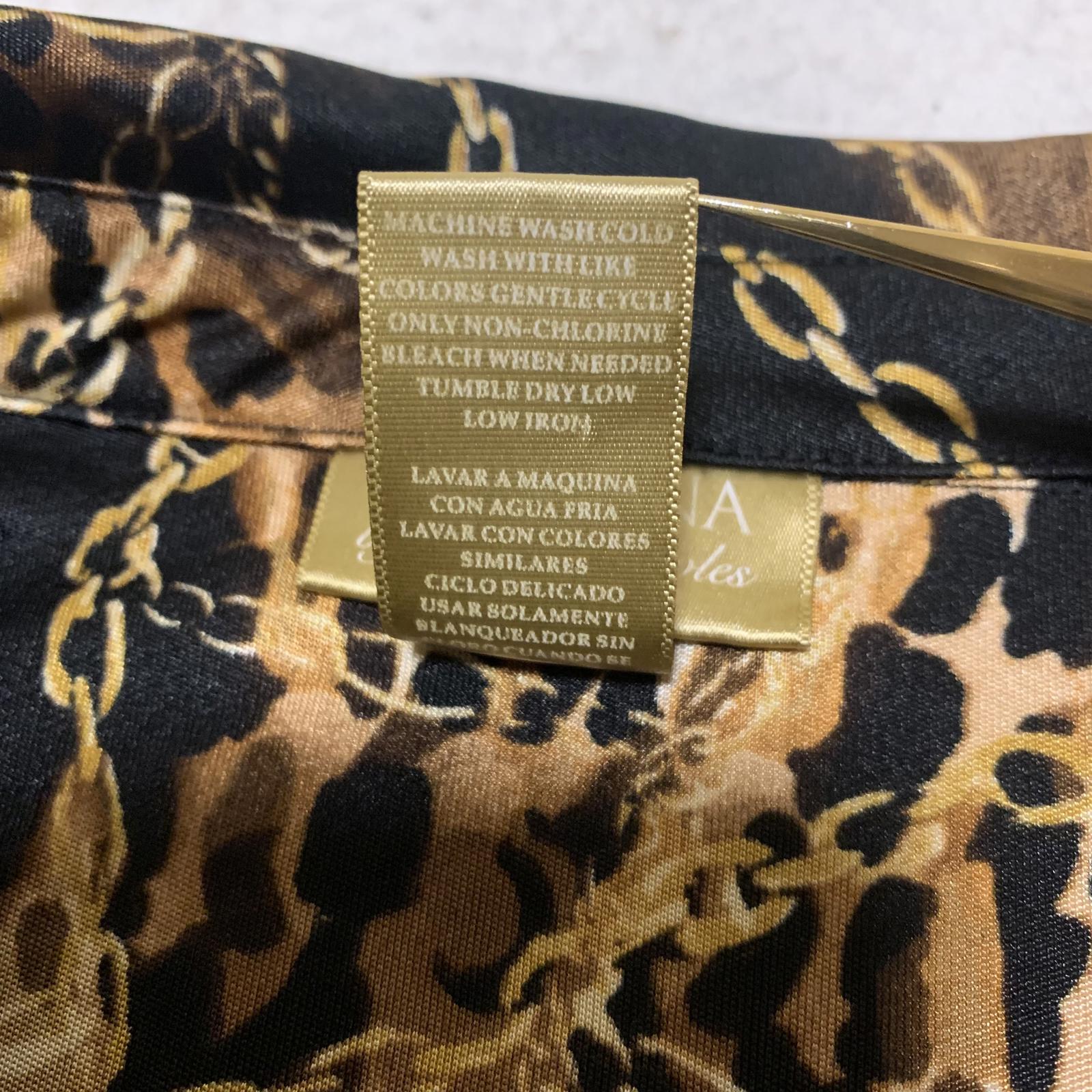 Blusa de manga larga negra y dorada con estampado de leopardo para mujer, talla XXL, de Miss Tina Knowles