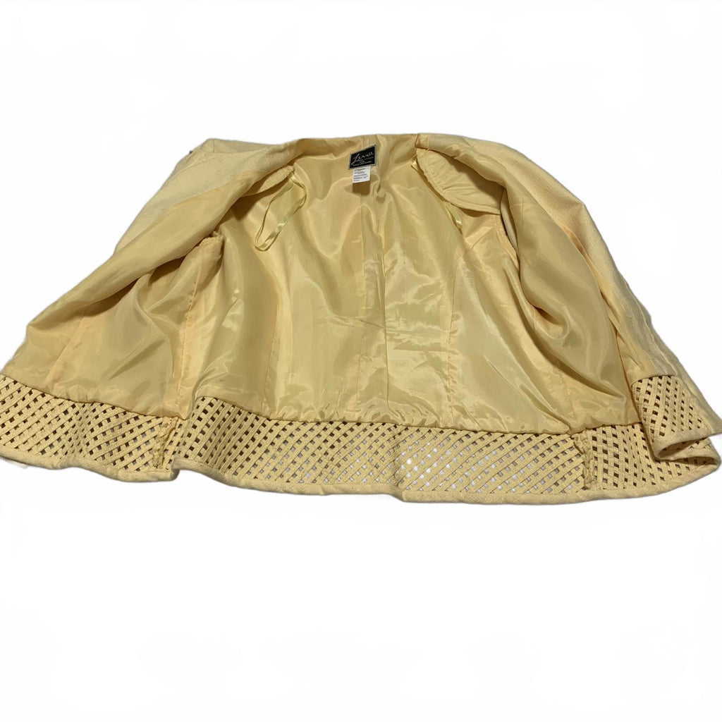 Chaqueta amarilla con botones y diseño enrejado de Lennie Woman para Nina Leonard, talla 16W, para mujer