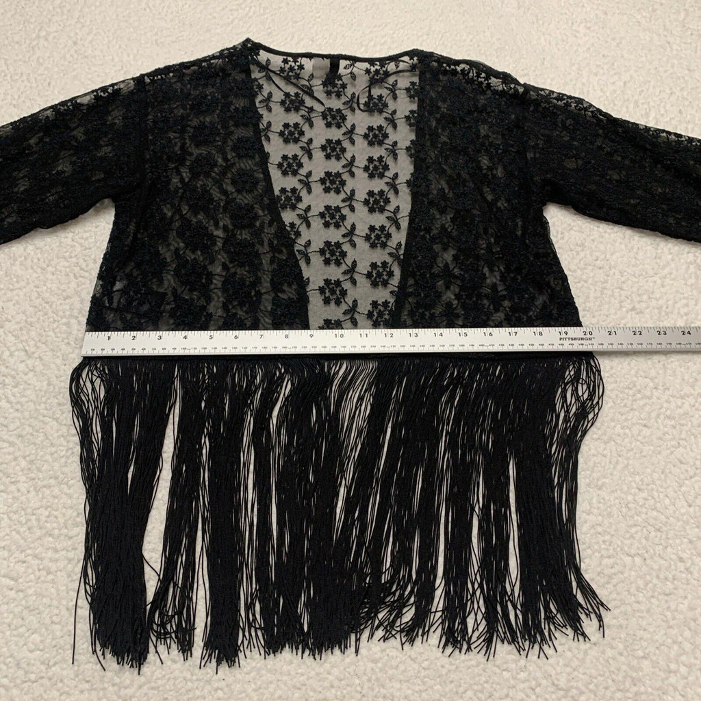 Bufanda tipo chal con flecos de encaje negro para mujer, talla S, estilo bohemio grunge, de H&amp;M