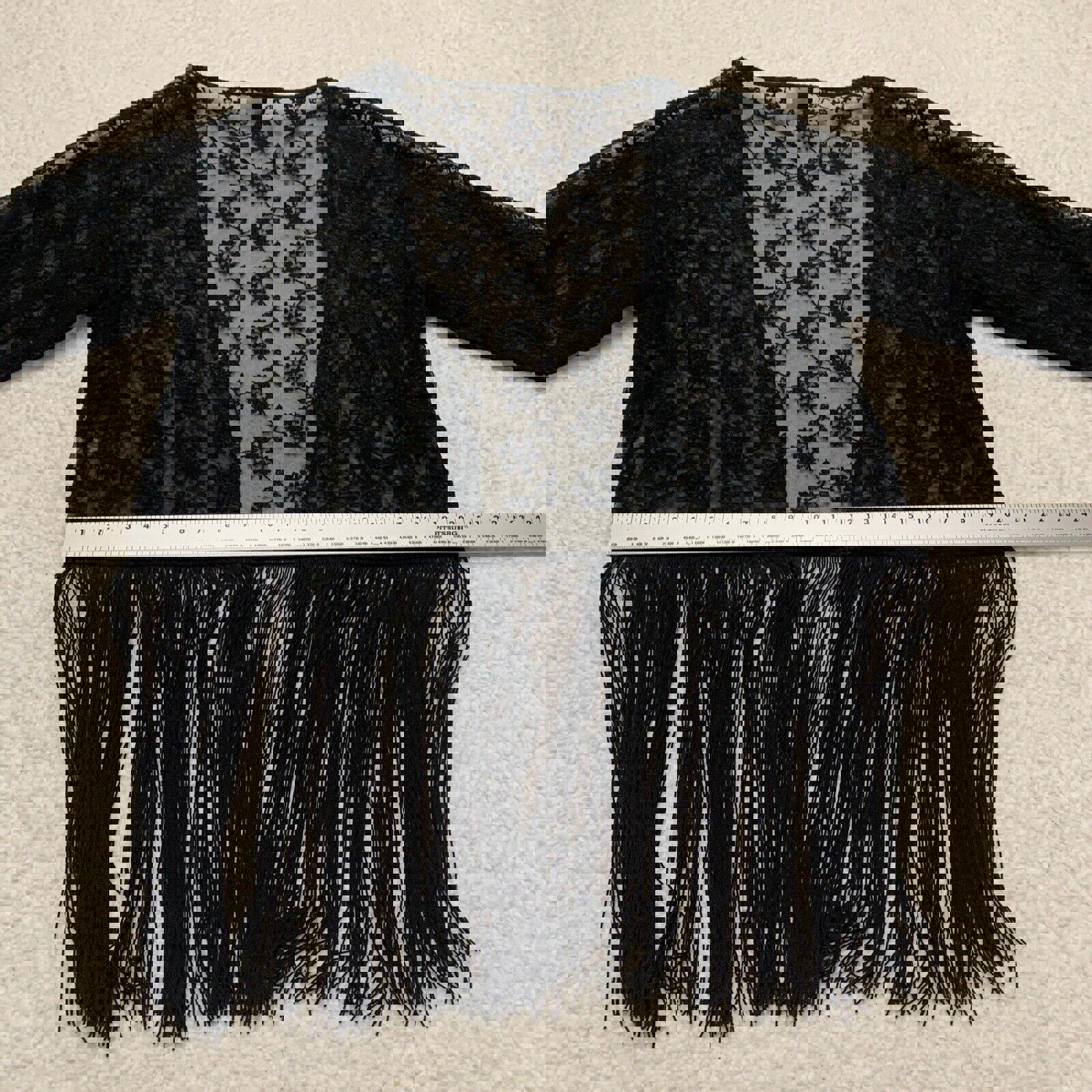 Bufanda tipo chal con flecos de encaje negro para mujer, talla S, estilo bohemio grunge, de H&amp;M