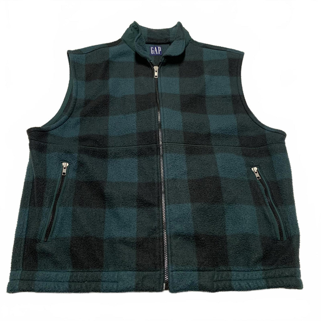 Chaleco polar a cuadros verde y negro de GAP para hombre, talla grande