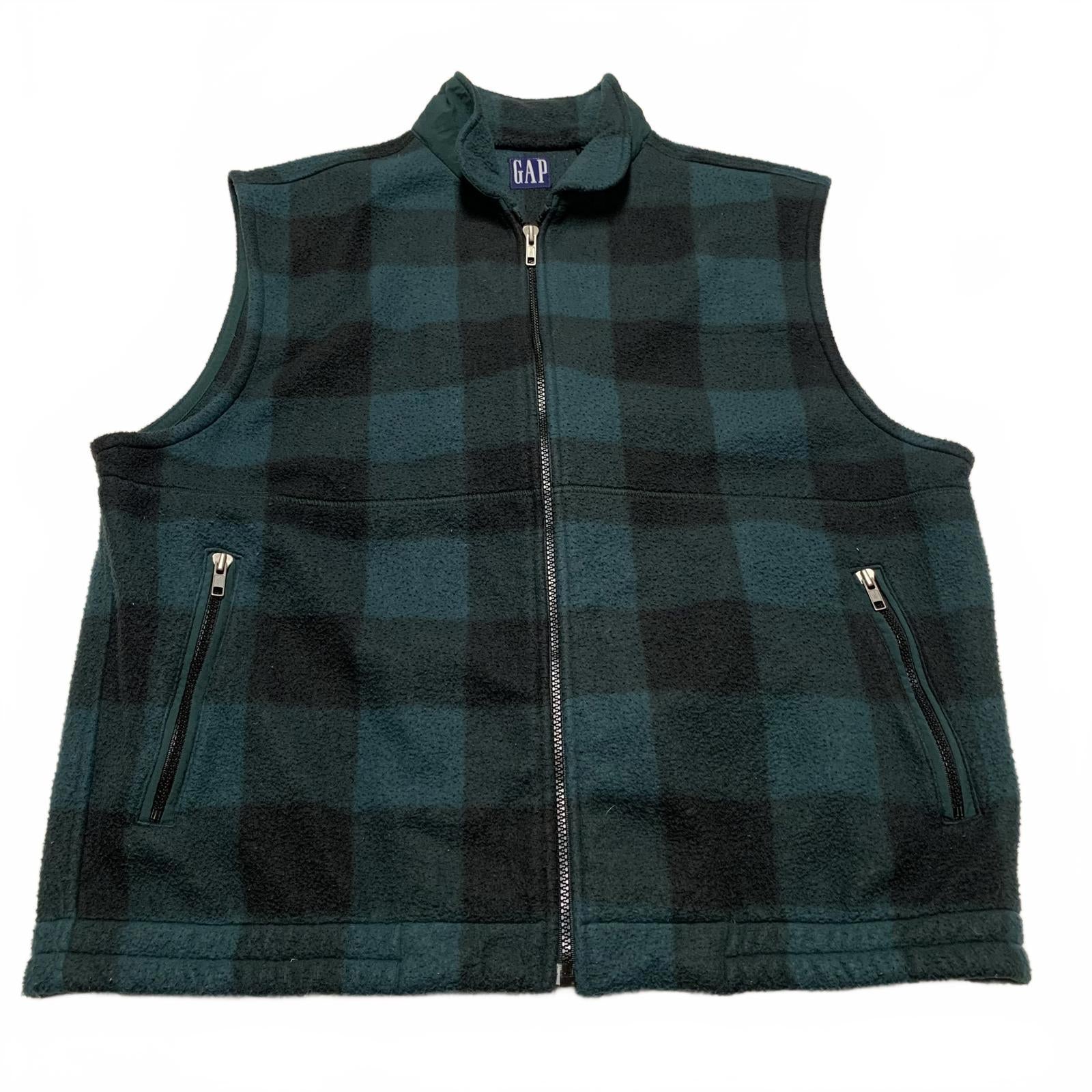 Chaleco polar a cuadros verde y negro de GAP para hombre, talla grande