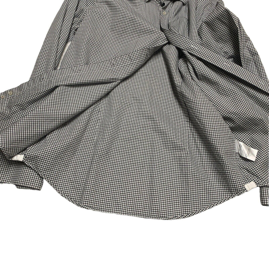 Camisa Saks Fifth Avenue para hombre, talla 16 1/2, gris, con estampado de pata de gallo, manga larga y botones