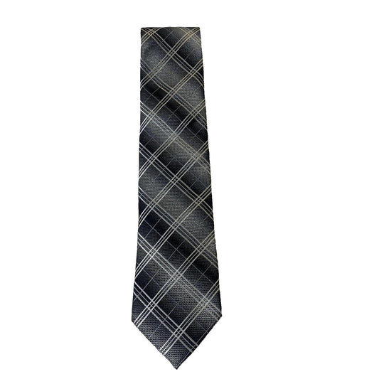 Valerio Garati Men's Tie Gray Black White Plaid Neck Tie Classic