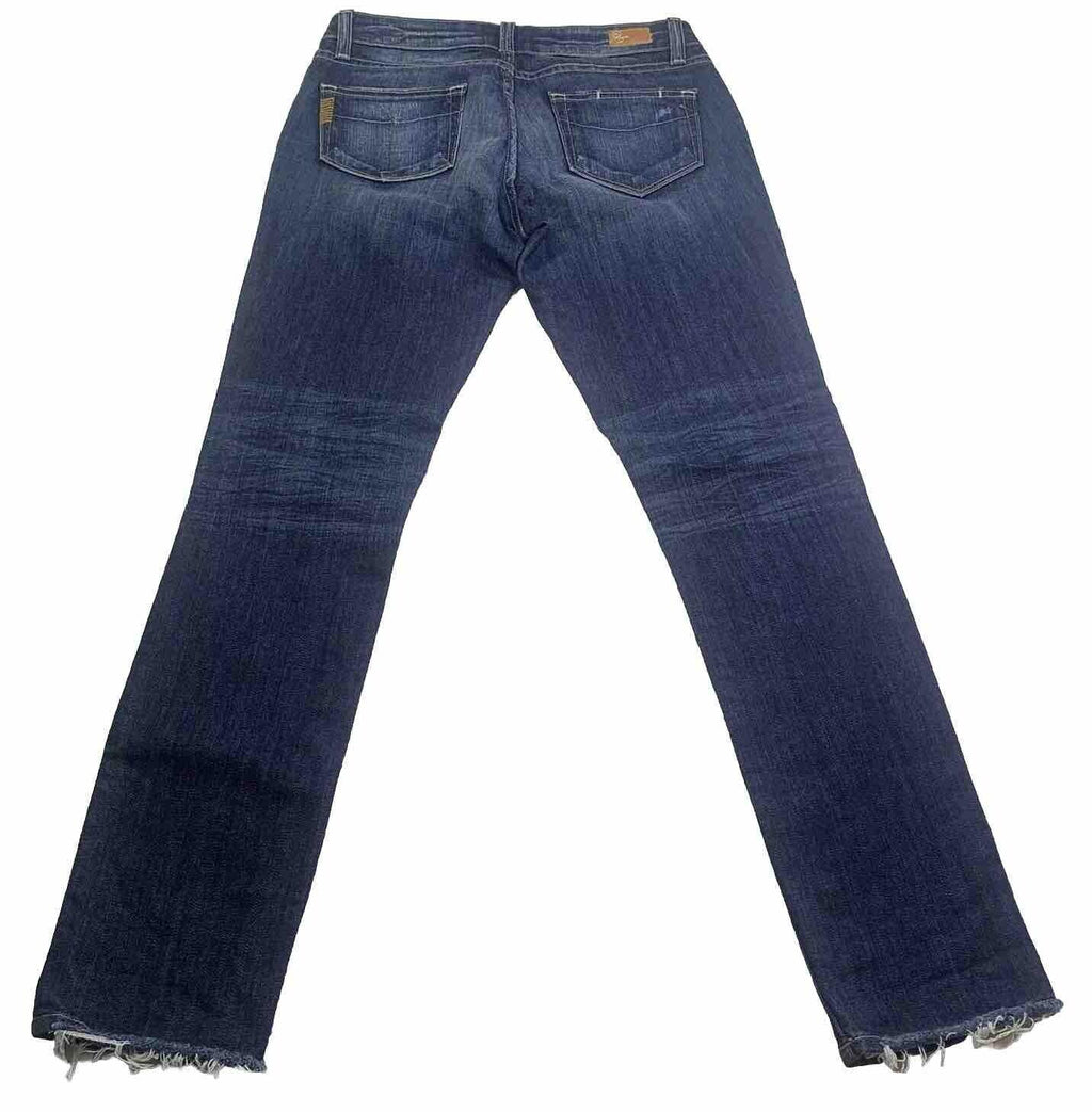 Jeans Paige Skyline para mujer, talla 26, ajustados, con pierna al tobillo, tiro bajo, desgastados, ancho 28 x 29 L
