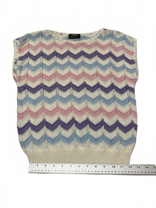 Vintage 80s Jolie New York Women's Pastel  Sweater Vest Chevron Pattern