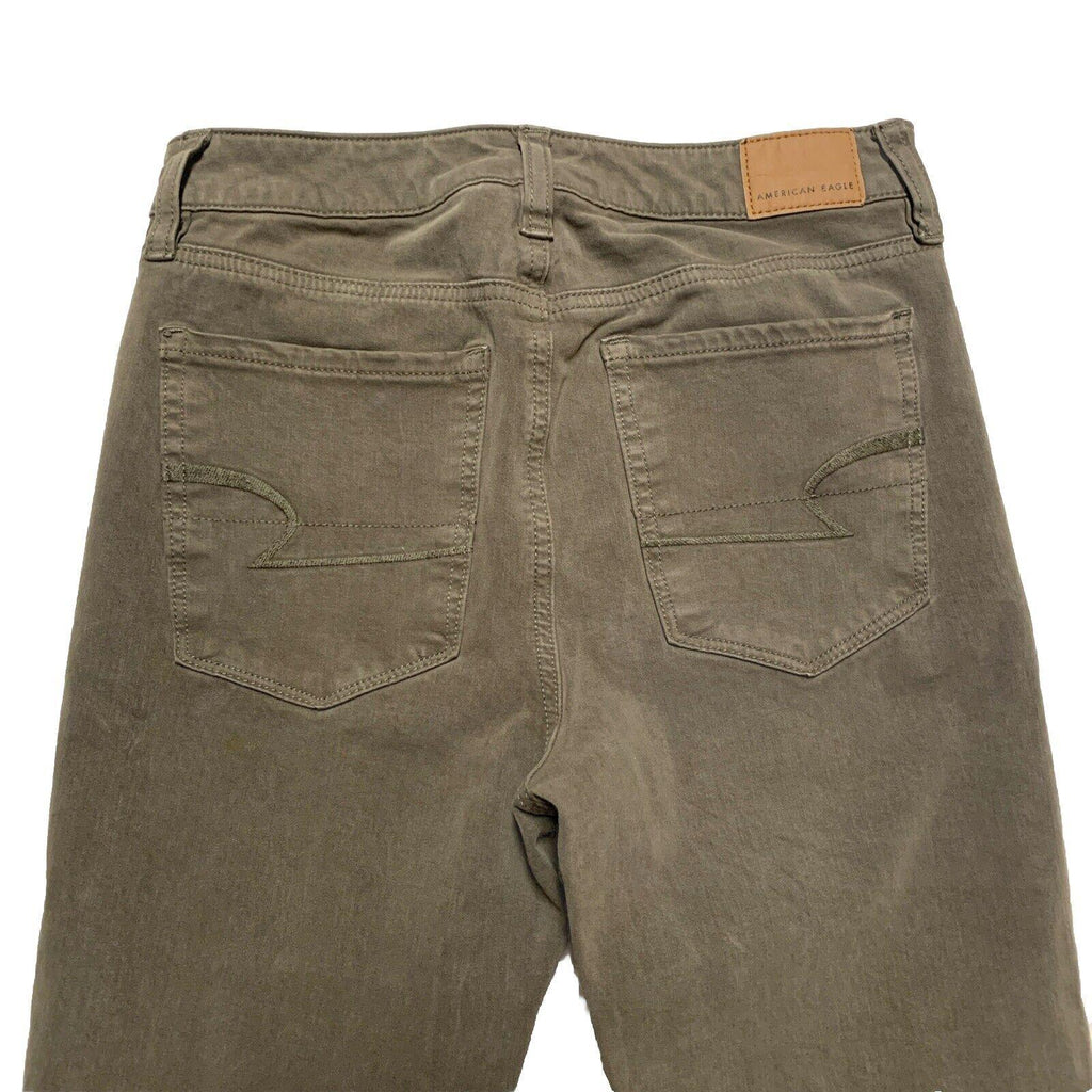 Jeggings elásticos de tiro alto superalto de American Eagle para mujer, talla 2 regular, color verde grisáceo