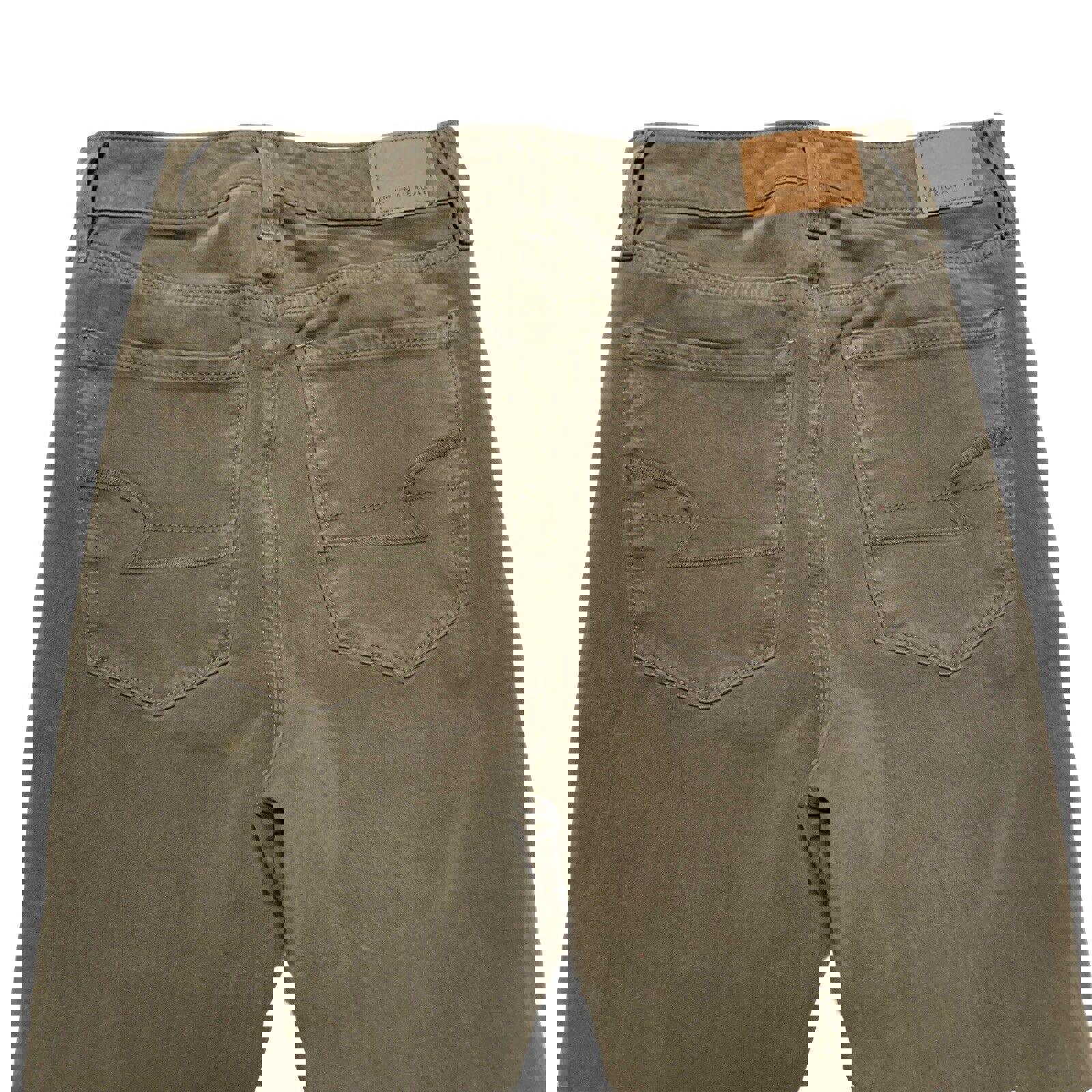 Jeggings elásticos de tiro alto superalto de American Eagle para mujer, talla 2 regular, color verde grisáceo