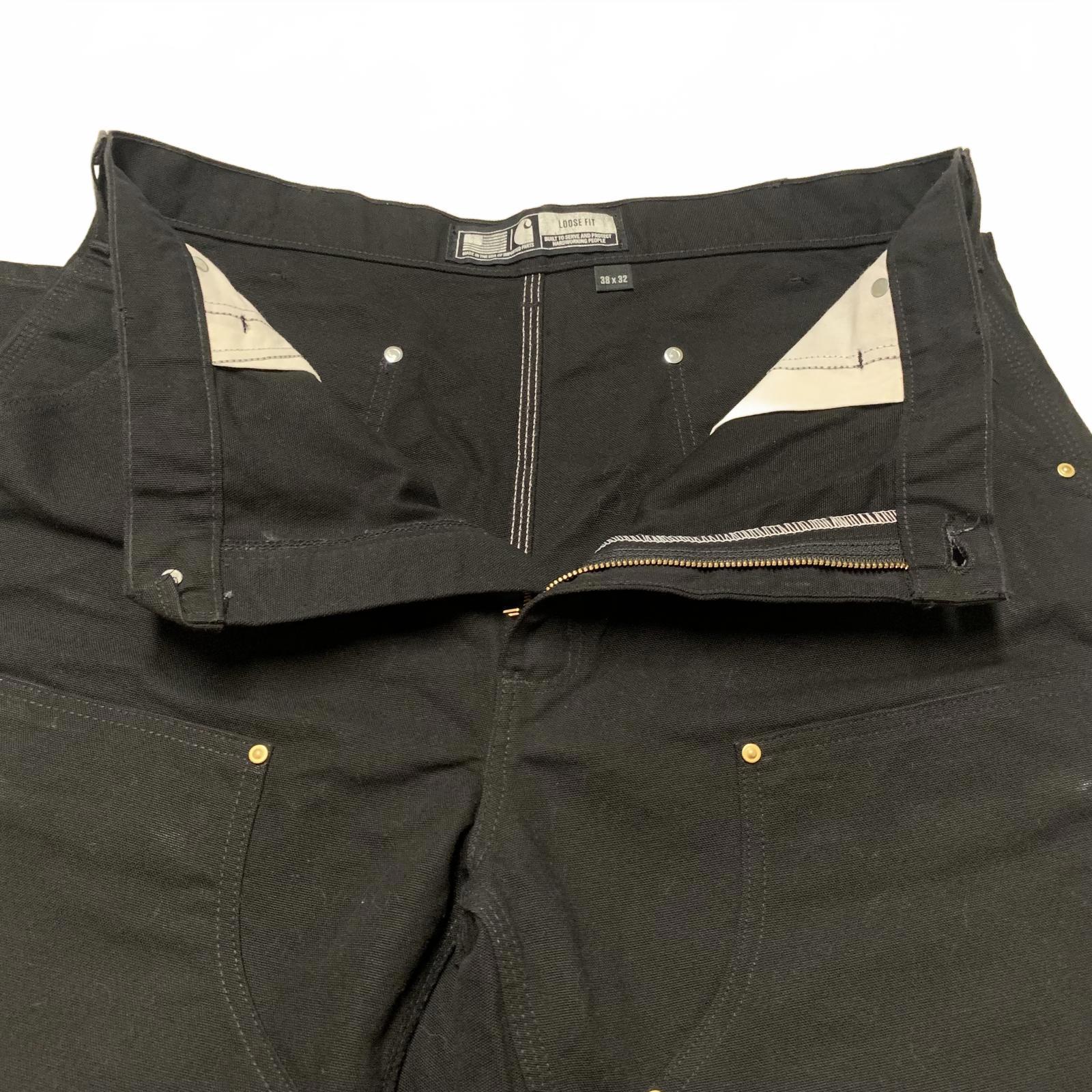 Pantalones Carhartt para hombre, talla 38x32, negros, holgados, con doble rodilla, para trabajo, EE. UU.