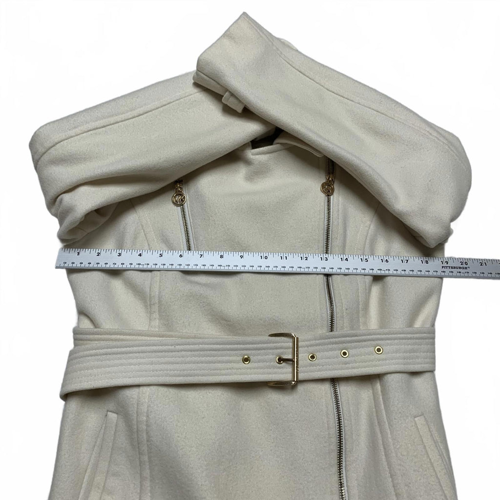 Abrigo con cremallera color crema Michael Kors para mujer, talla 10