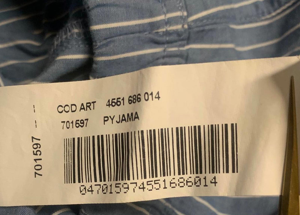 Pijama Cyrillus Paris para niño, talla 14A, de algodón, con rayas azules, ancho 25,5 x 29 cm