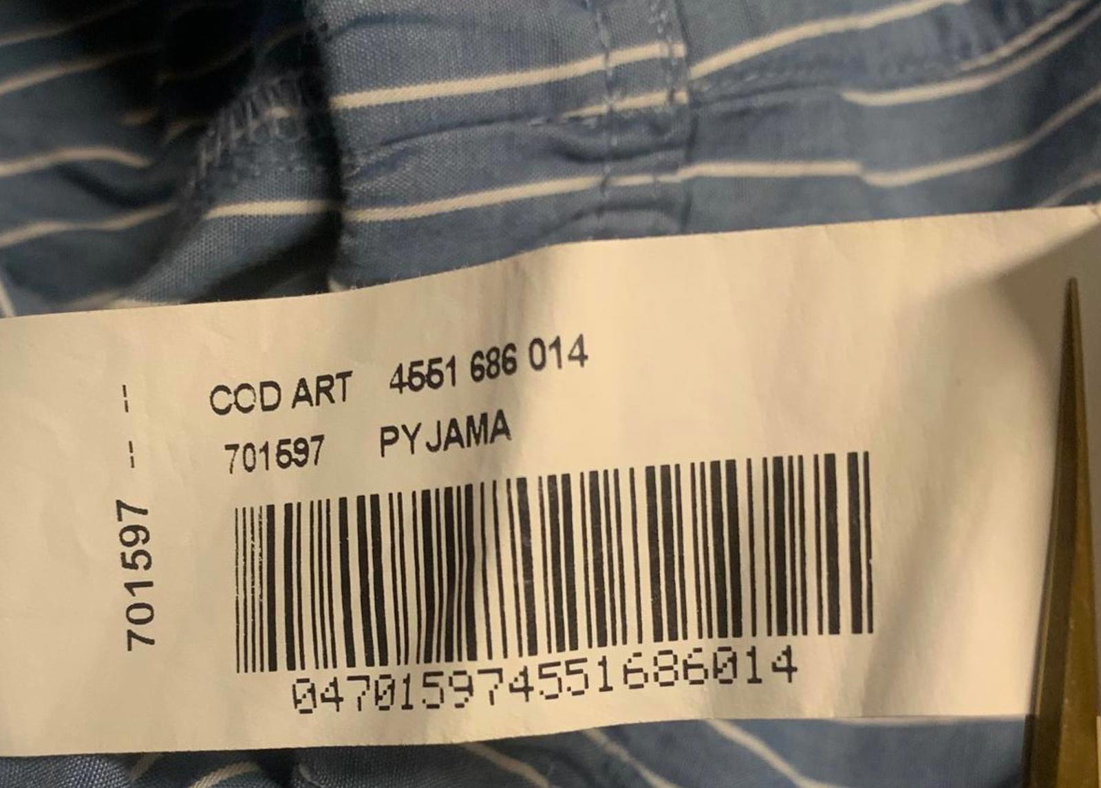 Pijama Cyrillus Paris para niño, talla 14A, de algodón, con rayas azules, ancho 25,5 x 29 cm