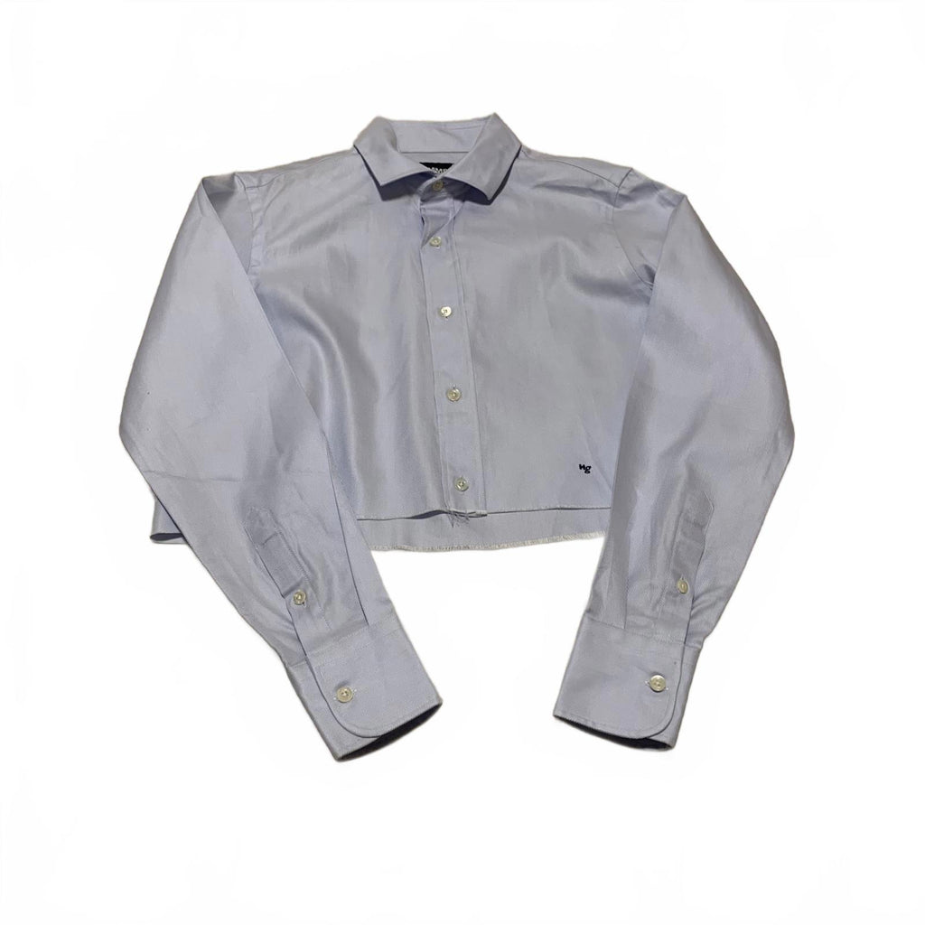 Hommegirls Women's Size Small Chambray Blue Cropped Button-Up Shirt