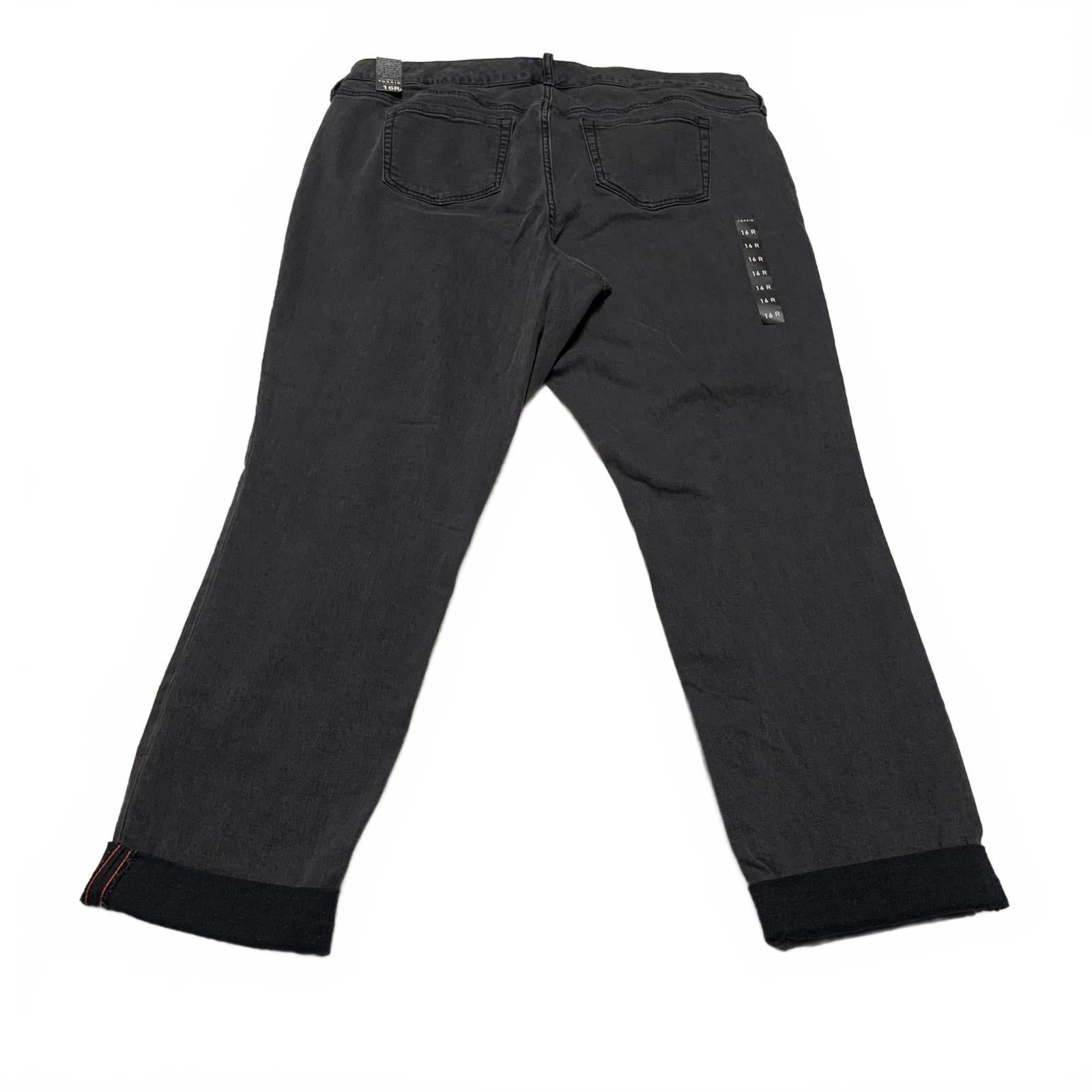 Vaqueros boyfriend con bordado floral negro Torrid Premium para mujer, talla 16R