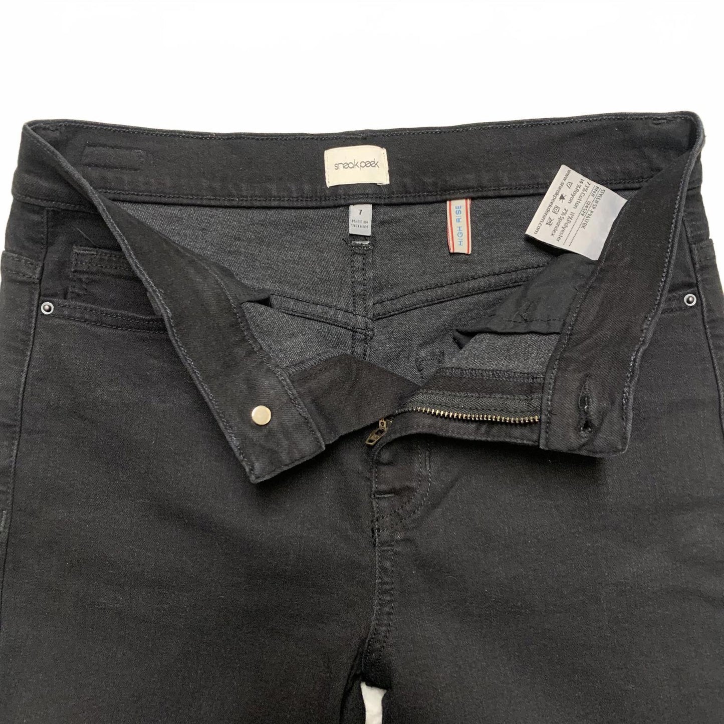 Sneak Peek Juniors Size 7 Black Wash Lace-Up Side Jeans 27.5 x 27