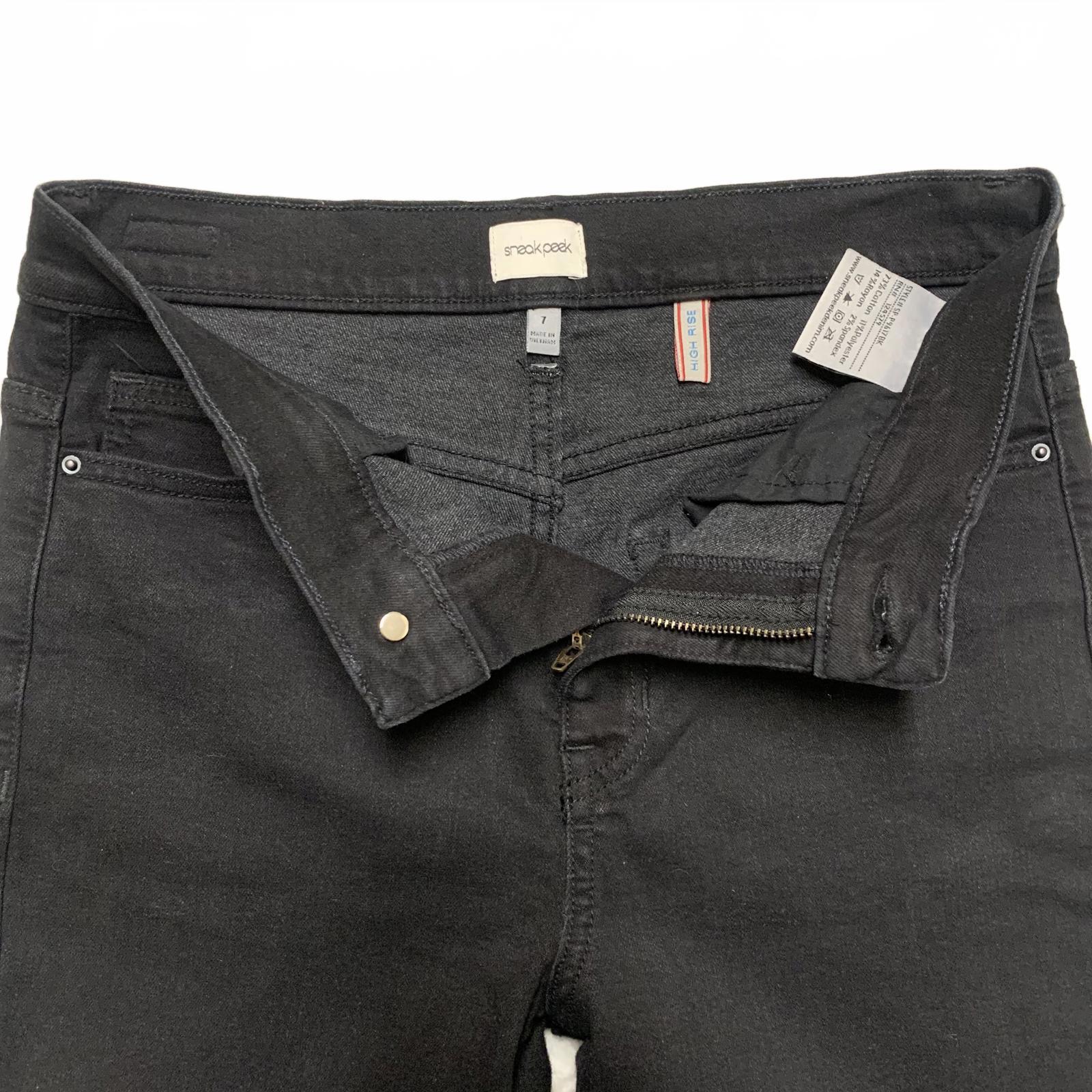 Adelanto de los jeans con cordones laterales lavados en negro, talla 7 para jóvenes, 27.5 x 27