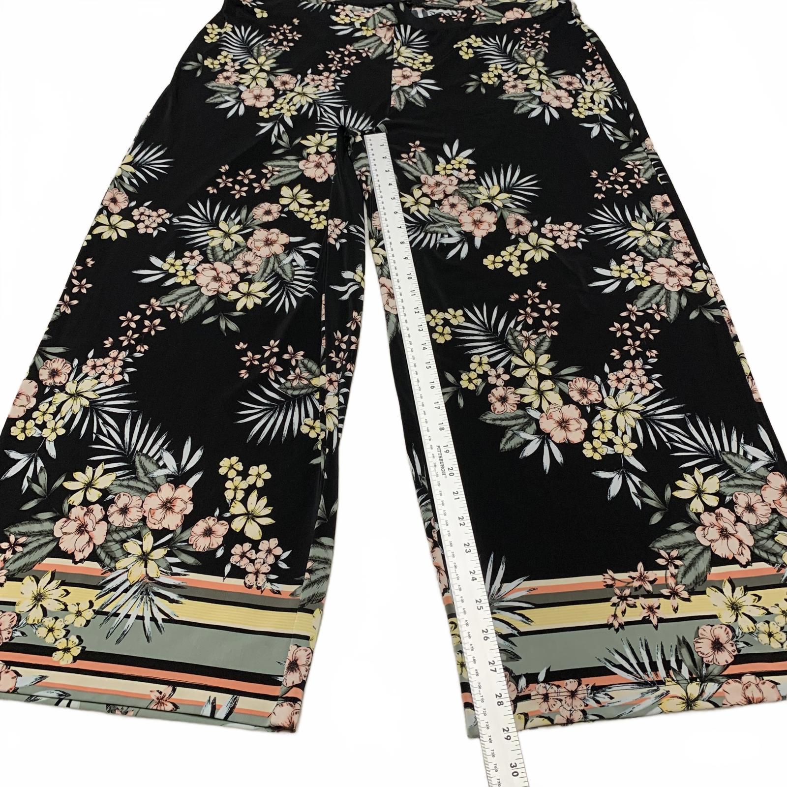 Pantalones anchos con estampado floral de Roz &amp; Ali, talla 3X, estilo tropical, ancho 43 x 29 L