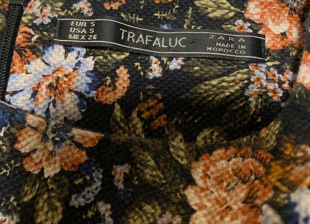 Vestido floral Zara Trafaluc para mujer, talla S, manga larga, estilo retro Y2K