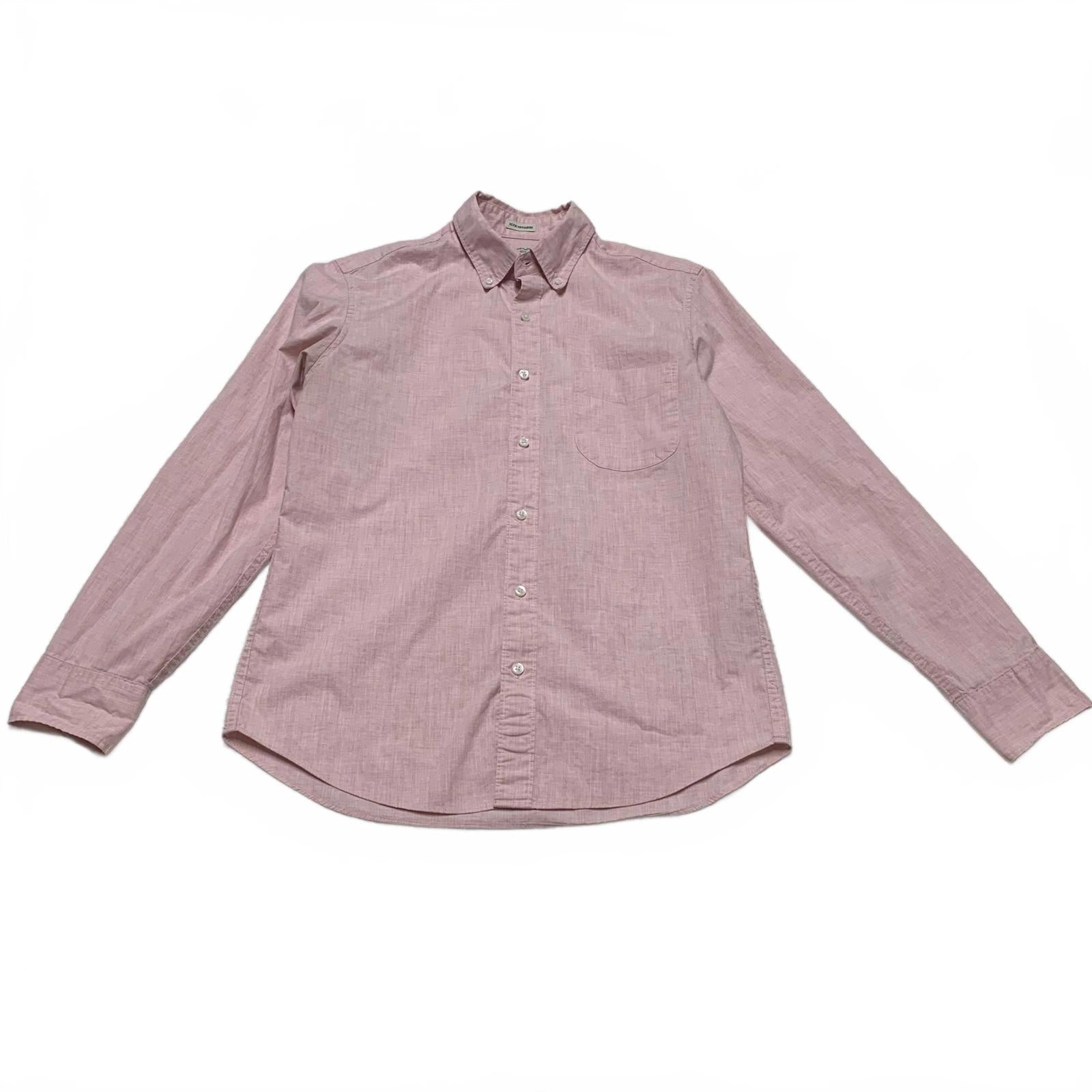 Camisa corta rosa con botones J Crew Long para hombre, corte entallado